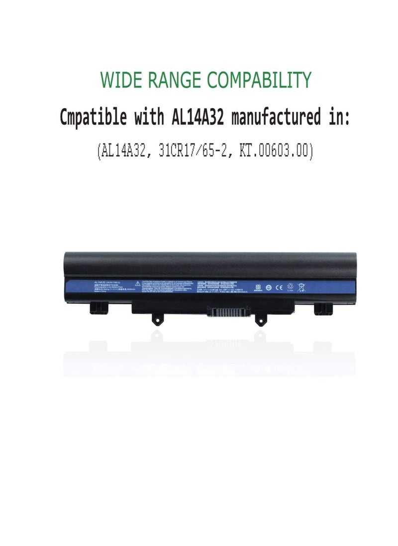 Generic - New AL14A32 Laptop Battery Replacement for Acer Aspire E1-571 E5-571 E5-411 E5-421 E5-511 E5-521 V3-472 V3-572 E14 E15 Touch Extensa 2509 2510 - Image 1