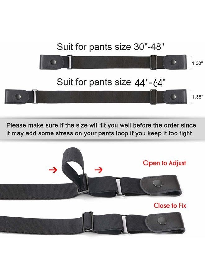 Werforu No Buckle Show Belt for Men Buckle Free Stretch Belt for Jeans Pants 1.38 Inches Wide Father's Day Gift, A-black Gun Color Snap, Suit for pants size 44"-64" - Image 3