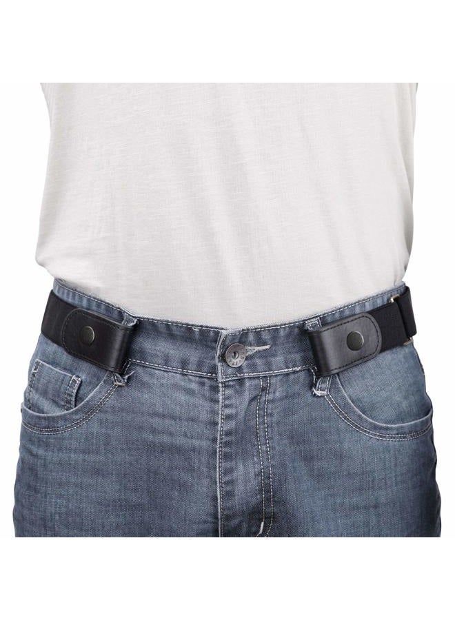 Werforu No Buckle Show Belt for Men Buckle Free Stretch Belt for Jeans Pants 1.38 Inches Wide Father's Day Gift, A-black Gun Color Snap, Suit for pants size 44"-64" - Image 1