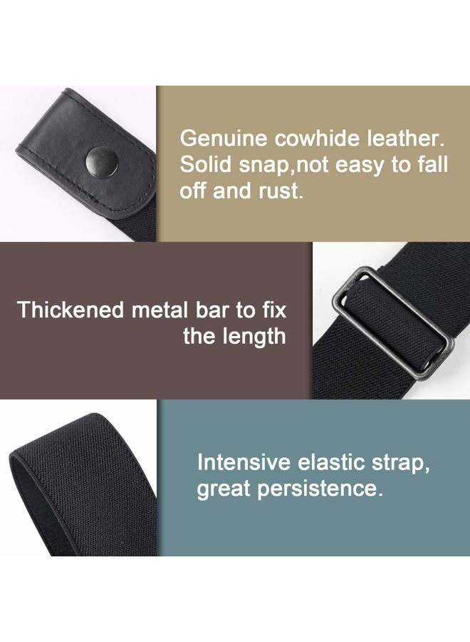 Werforu No Buckle Show Belt for Men Buckle Free Stretch Belt for Jeans Pants 1.38 Inches Wide Father's Day Gift, A-black Gun Color Snap, Suit for pants size 44"-64" - Image 2