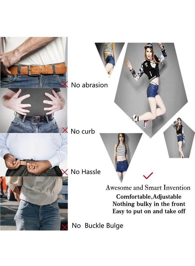 Werforu No Buckle Show Belt for Men Buckle Free Stretch Belt for Jeans Pants 1.38 Inches Wide Father's Day Gift, A-black Gun Color Snap, Suit for pants size 44"-64" - Image 5
