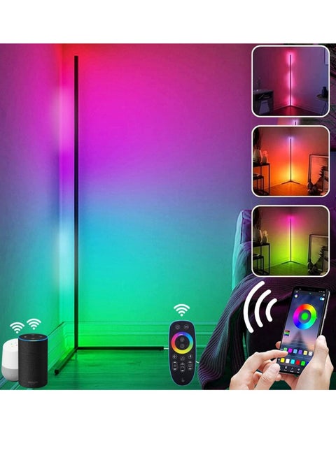 Corner Floor Lamp Smart RGB Adjustable Brightness, Color Changing LED Minimalist Nordic Floor Lamp App Control Alexa, Light for Living Room Decor, for Party