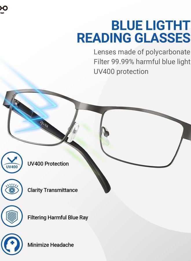 JOLISU 5PCS Reading Glasses Men - Blue Light Blocking Computer Metal Thin Frame Readers For Mens/Women（3.00） - Image 5