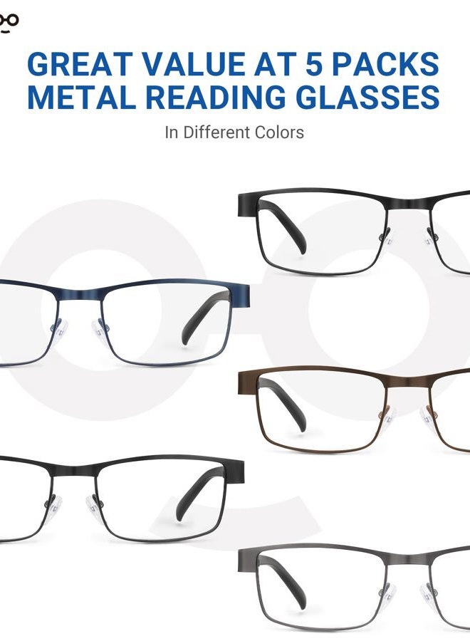 JOLISU 5PCS Reading Glasses Men - Blue Light Blocking Computer Metal Thin Frame Readers For Mens/Women（3.00） - Image 3