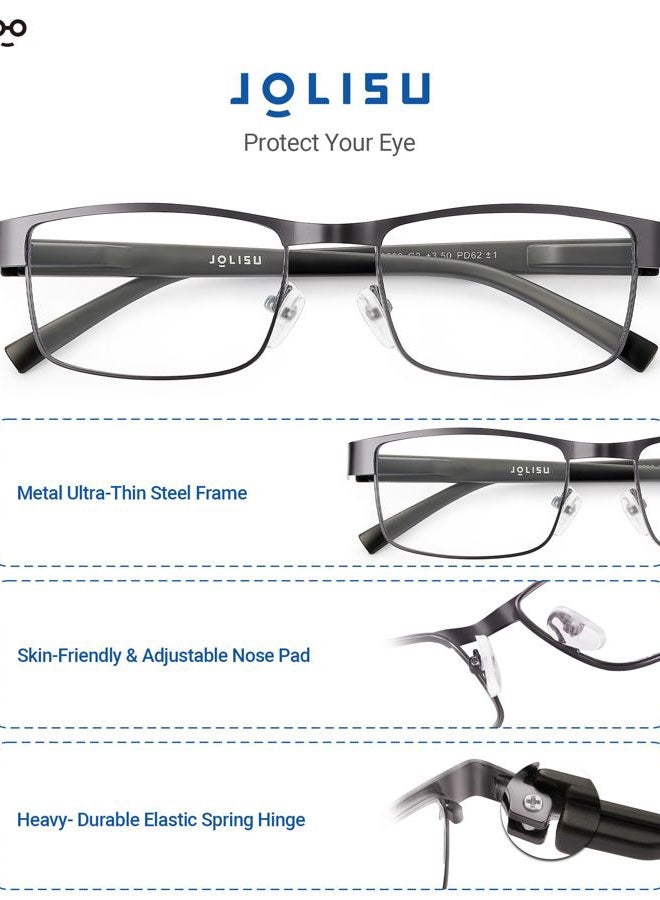 JOLISU 5PCS Reading Glasses Men - Blue Light Blocking Computer Metal Thin Frame Readers For Mens/Women（3.00） - Image 4