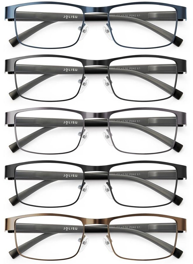 JOLISU 5PCS Reading Glasses Men - Blue Light Blocking Computer Metal Thin Frame Readers For Mens/Women（3.00） - Image 1