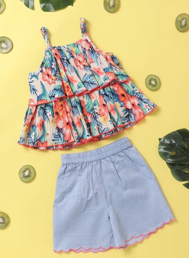 Nautinati Infant Girls Printed Top and Shorts Set | Cotton Blend |Age 0 -3 Years - Image 2