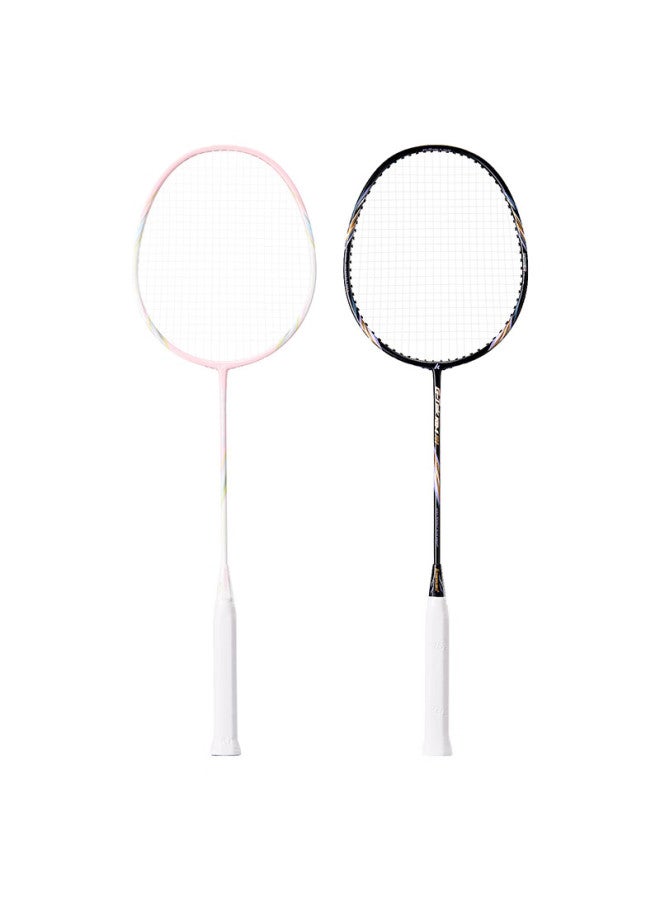 Kawasaki Kd-1pro Ultra-light Carbon Badminton Racket Set Black Purple + Pink Pre-strung + 6 Shuttles + Grip + Racket Bag