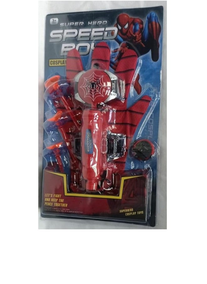 Generic Lightning Hammers Spider Web Shooter Game for Kids Spiderman Hand Gloves Wrist Launcher Hero Toys Set Funny Educational Cosplay Accessories Red Rubber  - Image 1