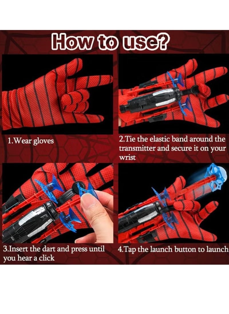 Generic Lightning Hammers Spider Web Shooter Game for Kids Spiderman Hand Gloves Wrist Launcher Hero Toys Set Funny Educational Cosplay Accessories Red Rubber  - Image 3