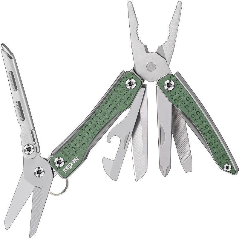 Nextool EDC Keychain Multitool, 10 in 1 Mini Pocket Knife Multi Tool with Needlenose Pliers, Scissors, Mini Useful Cool Gadgets for Men, Father's Day Gifts from Daughter-Green - Image 1