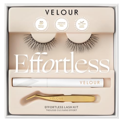 Velour Effortless Lash Kit False Lashes Lash Applicator Eyelash Glue Reusable 25 Times NaturalLooking False Eyelashes Fluffy Lightweight No Trim Lashes Fake Lashes for All Eye Shapes - Image 1