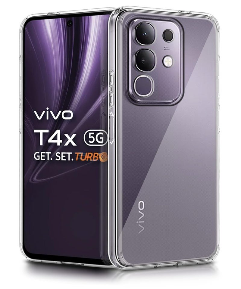 WOW IMAGINE Transparent Back Cover Case for Vivo T4x 5G | iQoo Z10x 5G | Vivo Y31 Pro 5G Raised Bumps for Full Device & Camera Protection Shockproof TPU Silicone Back Case Mobile Cover – Transparent - Image 1