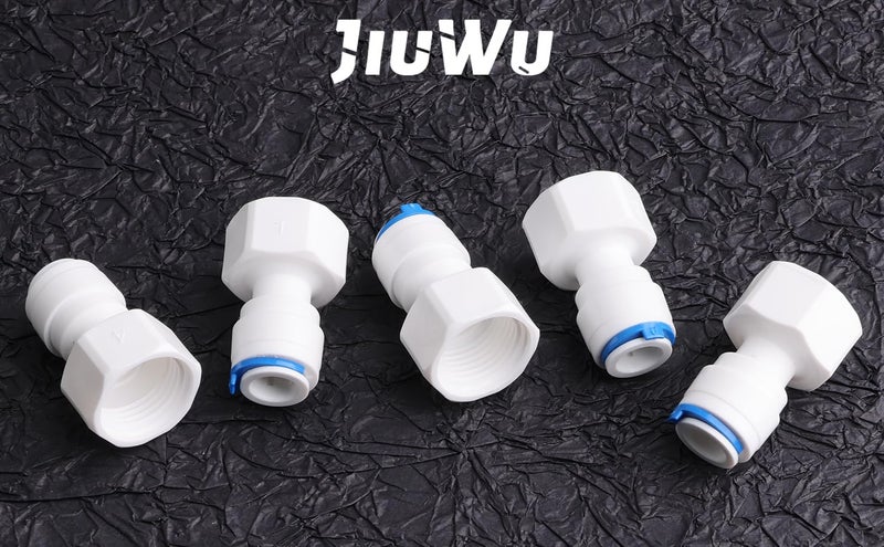 Jiuwu 1/2"Female to 3/8"O.D Quick Connect,5 Pack Hose Adapter Plastic Female 1/2" to 3/8" Tube Quick Connector Fitting for Ro Water Valve/Hose - Image 4