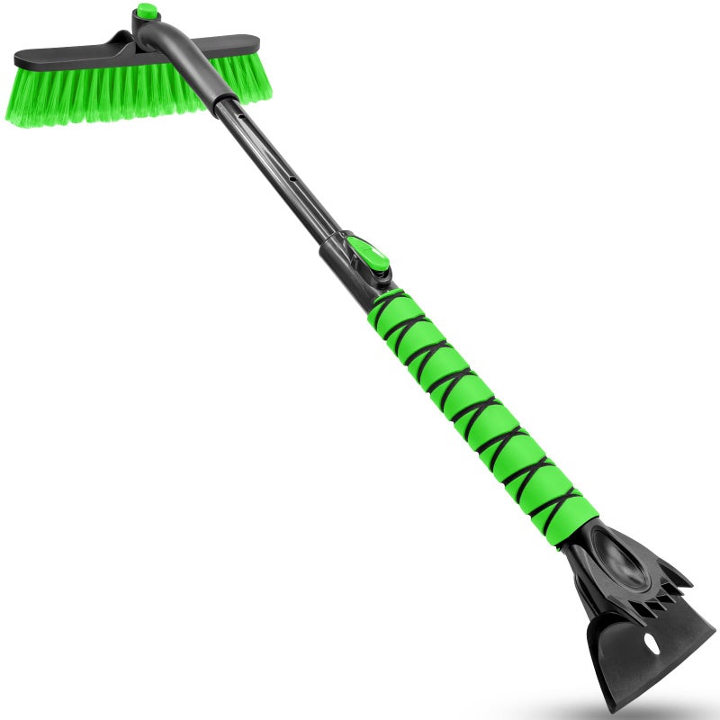 HEEYA Snow Brush for Car, Extendable Snow Brush and Ice Scraper with Foam Grip, Car Window Scraper for Snow and Ice for SUV Truck Auto Jeep RV Vehicle Windshield - Green - Image 1