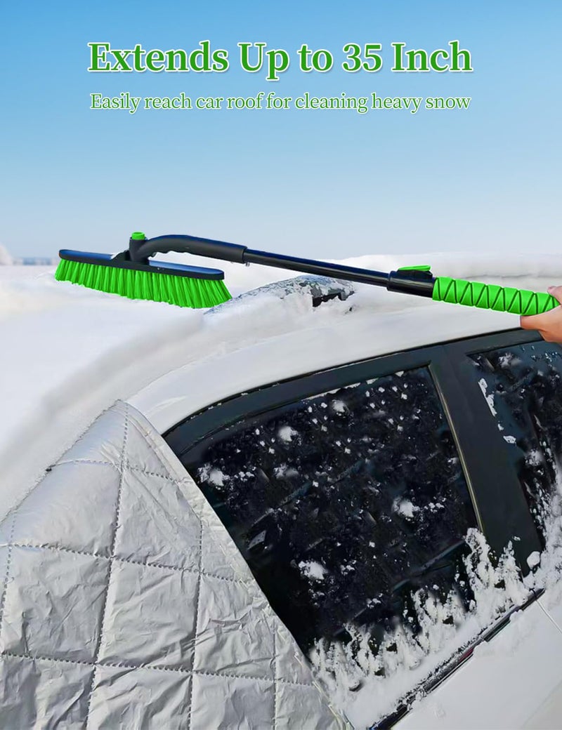 HEEYA Snow Brush for Car, Extendable Snow Brush and Ice Scraper with Foam Grip, Car Window Scraper for Snow and Ice for SUV Truck Auto Jeep RV Vehicle Windshield - Green - Image 4