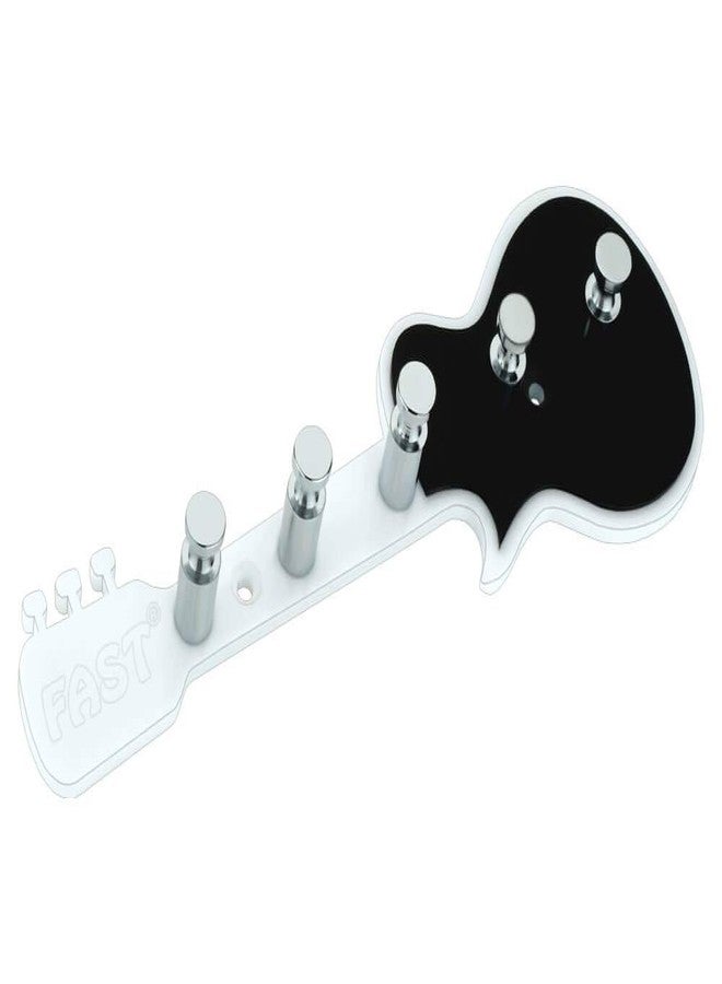 FAST KHA08 Black & White Wall Key Holder, Key Hook Stand, Key Hooks Rack with 5 Hook, Can Be Used to Hang The Keys and Keychain for Home, Office & Hotel Decor (Guitar) - Image 2