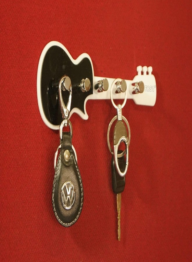 FAST KHA08 Black & White Wall Key Holder, Key Hook Stand, Key Hooks Rack with 5 Hook, Can Be Used to Hang The Keys and Keychain for Home, Office & Hotel Decor (Guitar) - Image 5