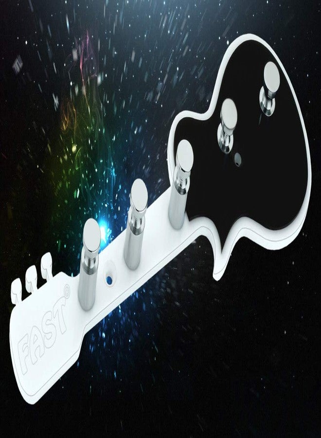 FAST KHA08 Black & White Wall Key Holder, Key Hook Stand, Key Hooks Rack with 5 Hook, Can Be Used to Hang The Keys and Keychain for Home, Office & Hotel Decor (Guitar) - Image 1