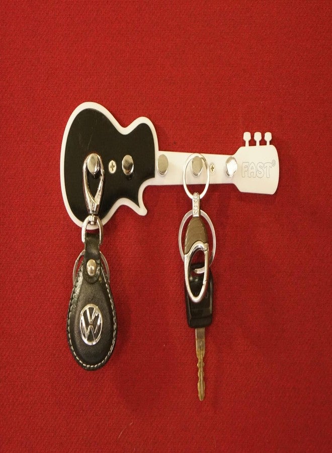 FAST KHA08 Black & White Wall Key Holder, Key Hook Stand, Key Hooks Rack with 5 Hook, Can Be Used to Hang The Keys and Keychain for Home, Office & Hotel Decor (Guitar) - Image 4