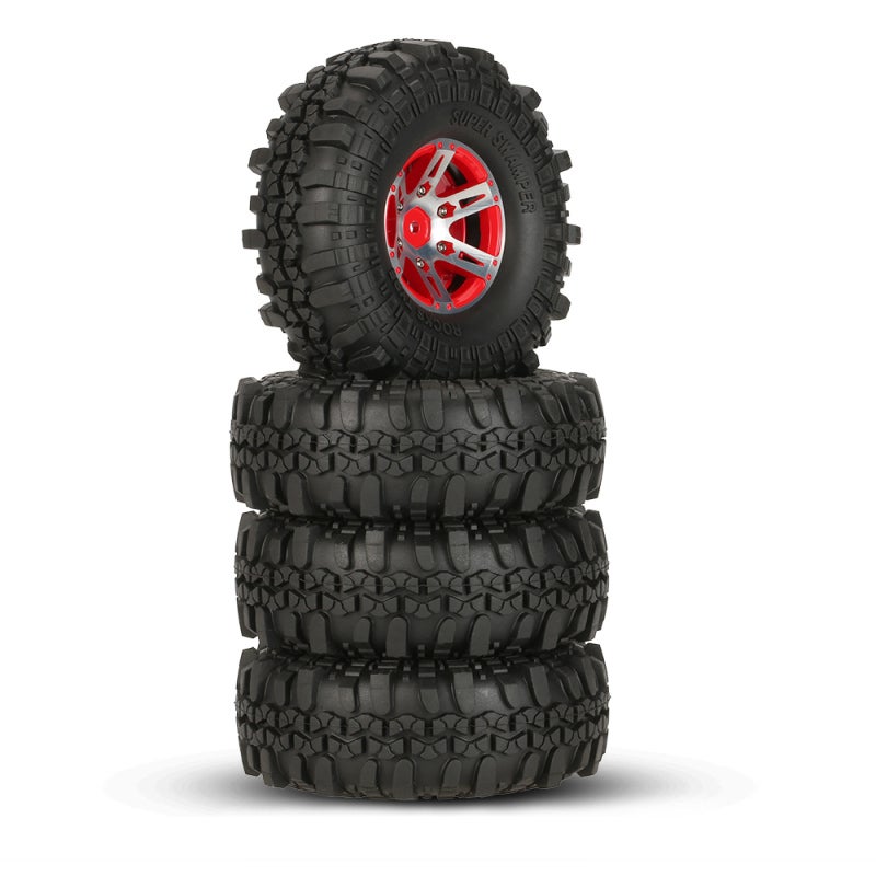 1/10 RC Tires 1.9 Inch Red Upgrade Alloy Wheel Rim - True Beadlock No Gluing Design for 1/10 Rock Crawler - Image 3