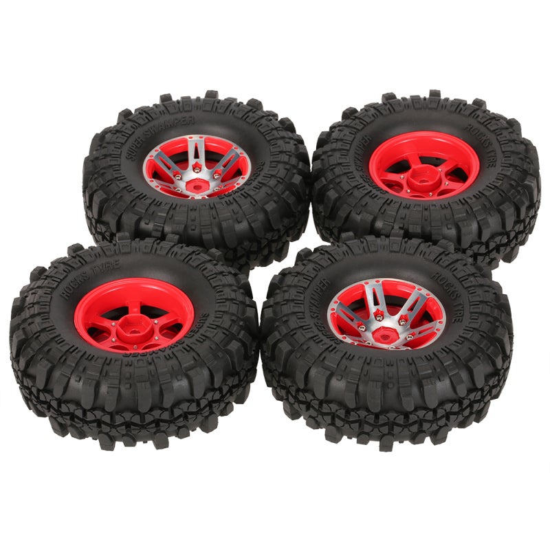1/10 RC Tires 1.9 Inch Red Upgrade Alloy Wheel Rim - True Beadlock No Gluing Design for 1/10 Rock Crawler - Image 5