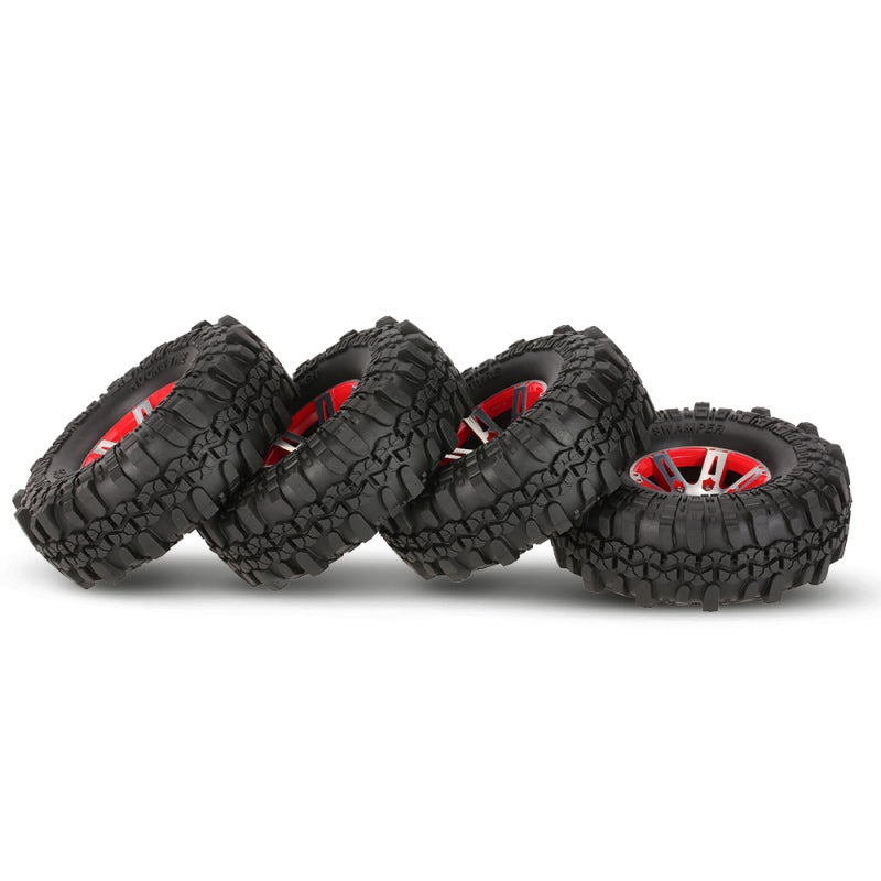 1/10 RC Tires 1.9 Inch Red Upgrade Alloy Wheel Rim - True Beadlock No Gluing Design for 1/10 Rock Crawler - Image 1