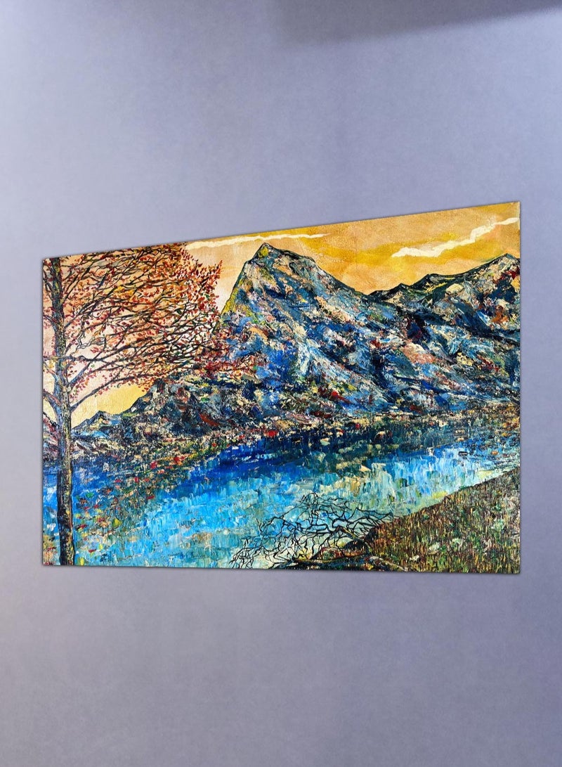 Multicolor Mountain Abstract Painting Decorative Wall Art Wall Decor Card Board MDF Home Decor for Living Room, Drawing Room, Office Room and Bedroom 60CM x 40CM