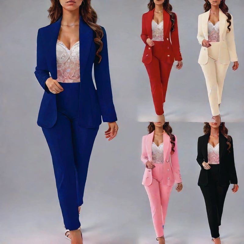 سترة نسائية بأزرار أمامية مع طقم بليزر - Image 2