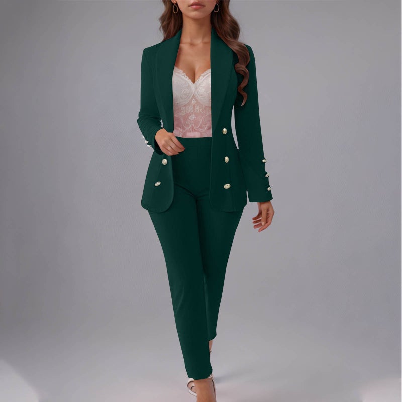 سترة نسائية بأزرار أمامية مع طقم بليزر - Image 4