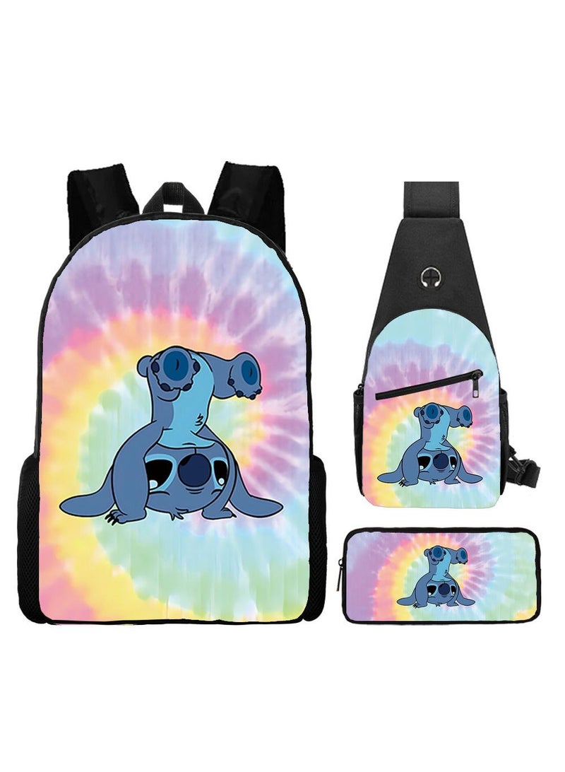 general 3-Piece Cartoon Stitch 3D Print Backpack Set - Image 1