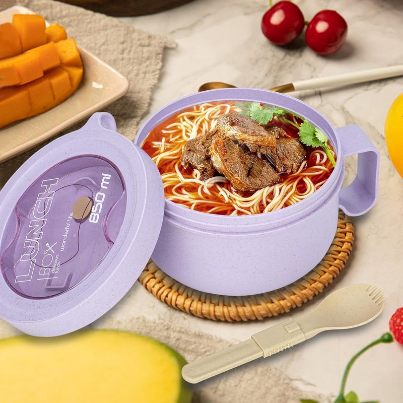 Ronanemon Microwave Ramen Bowl with Lid and Handle for Dorm Essentials,Microwave Soup Mugs Set of 2 for Soup and Instant Noodles,Oatmeal, Gumbo, Salad, BPA Free(Green Purple) - Image 2