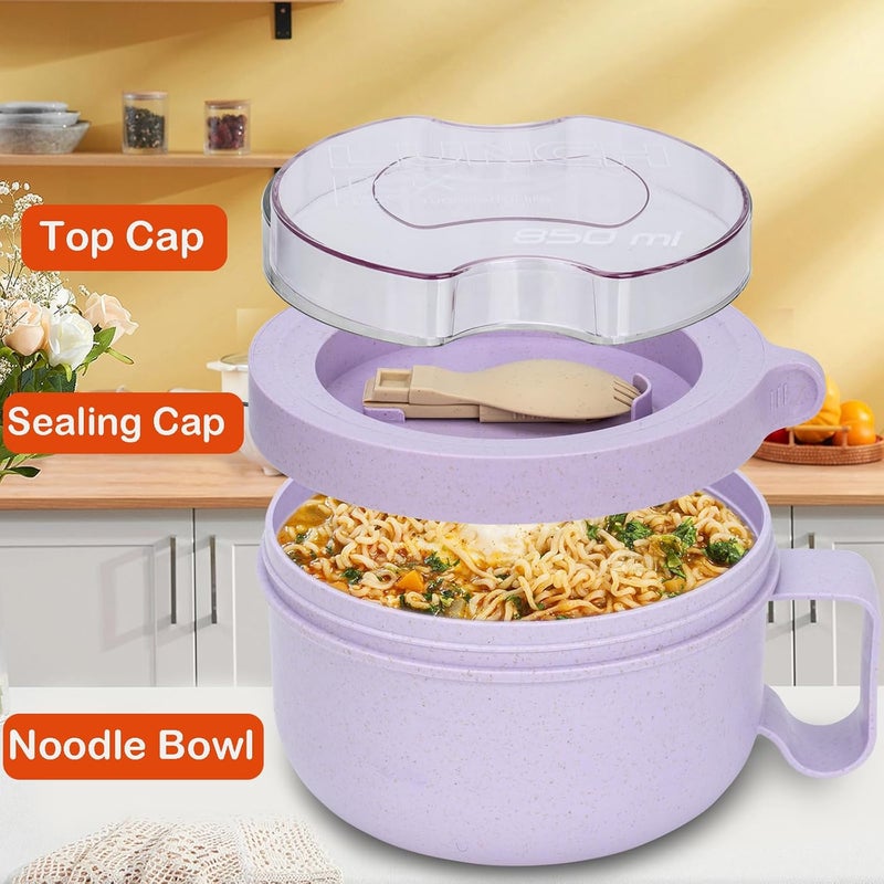 Ronanemon Microwave Ramen Bowl with Lid and Handle for Dorm Essentials,Microwave Soup Mugs Set of 2 for Soup and Instant Noodles,Oatmeal, Gumbo, Salad, BPA Free(Green Purple) - Image 4