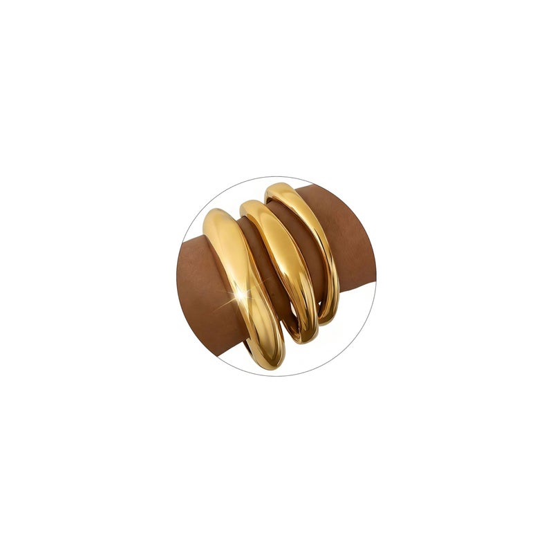 RchSLK 3Pcs Chunky Gold Bangles Bracelets for Women, Spring Hinged Bangles Stackable Set, Trendy Cuff Bracelet Fashion Jewelry Gifts - Image 1