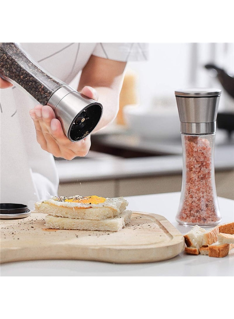 شو وو طقم مطحنة ملح وفلفل، محاكات ملح وفلفل قابلة لإعادة التعبئة من الفولاذ المقاوم للصدأ - Image 4
