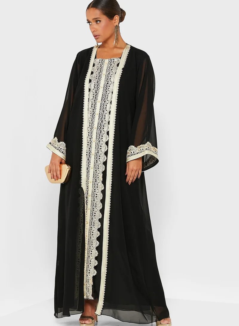Khizana Embroidered Morroccan Dress With Sheila
