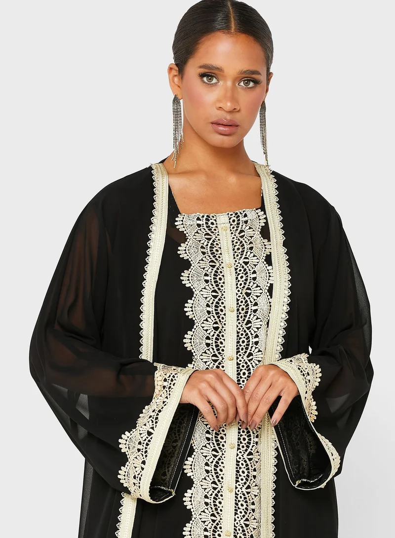 Khizana Embroidered Morroccan Dress With Sheila