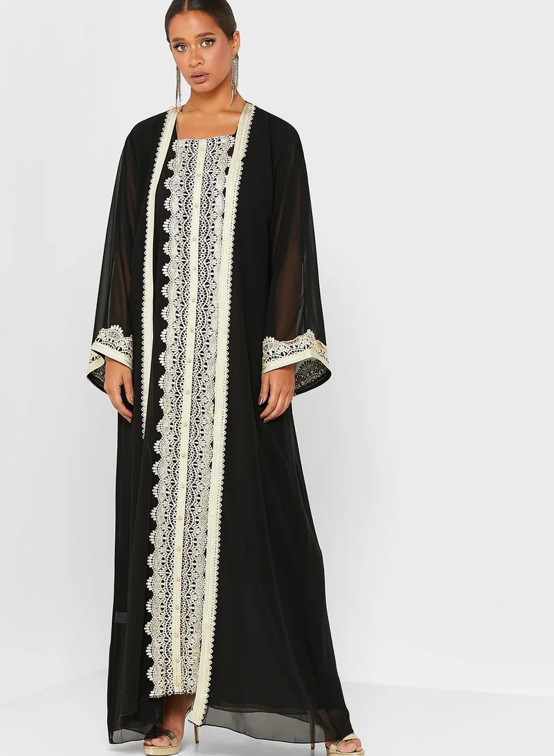 Khizana Embroidered Morroccan Dress With Sheila