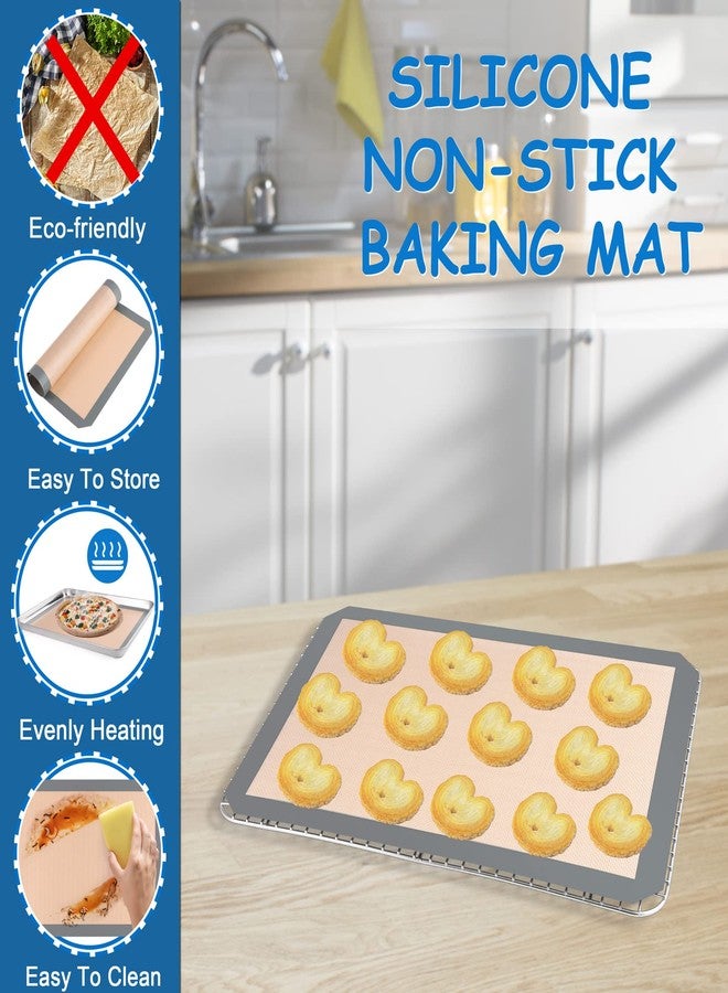 P&P CHEF 16 x 12 x 1 Inch Toaster Oven Pan with Grid Rack and Silicone Mat, Stainless Steel Toaster Oven Tray Baking Pan with Cooling Roasting Rack, Dishwasher Safe (3Pcs) - Image 4