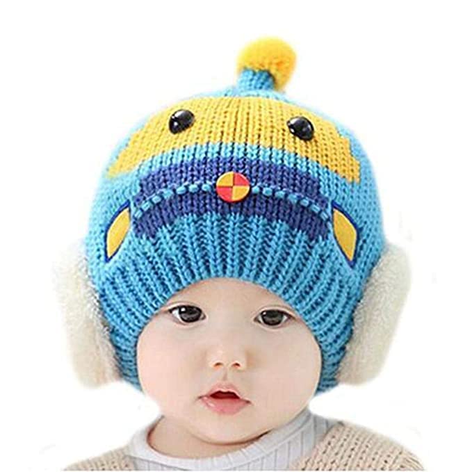 R&d Baby Winter Hat Scarf Set for Boys & Girls Infant Toddler Kids Baby Robot Style Cap Warm Hats with Muffler (Blue) (1-3 Years) - Image 3
