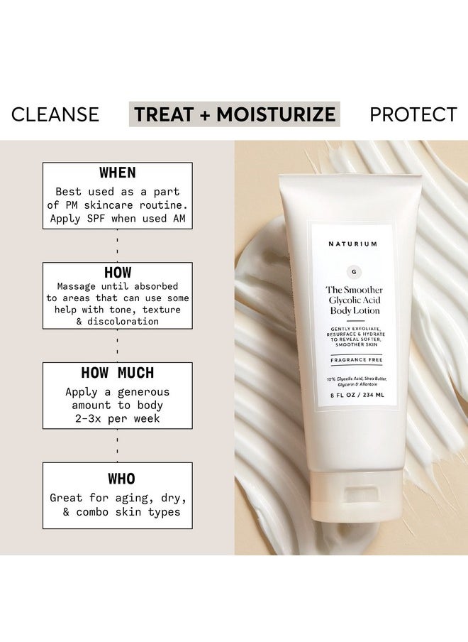 NATURIUM - Naturium The Smoother Glycolic Acid Body Lotion, Resurfacing & Exfoliating Treatment, with 10% Glycolic Acid, 8 oz - Image 1