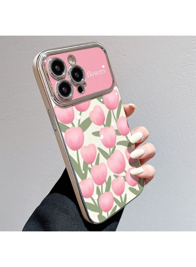 NIBEMINENT Electroplated Flowers Protective TPU Case Cover For iPhone 14, Cloud Tulips - Image 2