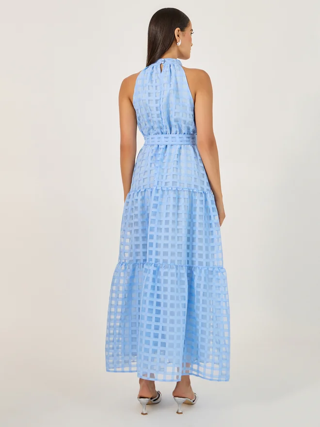 Styli Checkered Halter Maxi Dress