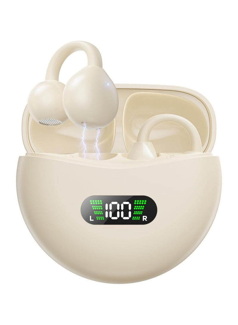 Open Ear Clip Headphones Wireless Earbuds Bluetooth 5.4 Sports Earphones Wireless Charging Case & LED Power Display Waterproof Fitness Headphones for Running  - Image 1