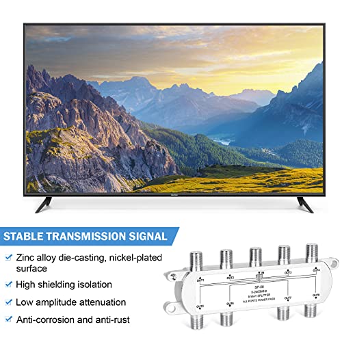 NEWCARE Digital 8-Way Coaxial Cable Splitter 5-2400MHz, RG6 Compatible, Work with Satellite/Cable TV and Internet, CATV Antenna System.(COAXIAL Cable NOT Included) - Image 5