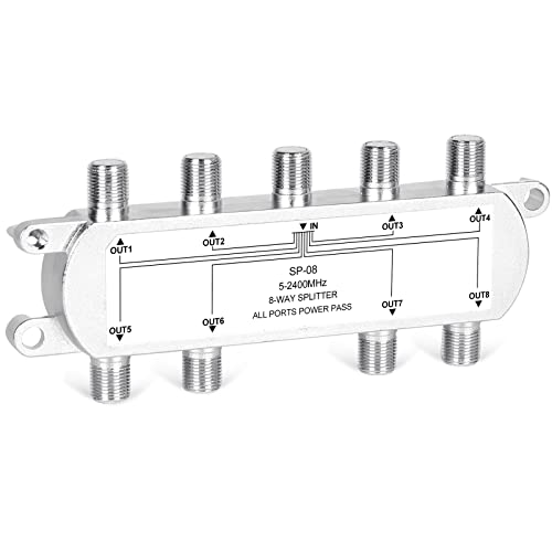 NEWCARE Digital 8-Way Coaxial Cable Splitter 5-2400MHz, RG6 Compatible, Work with Satellite/Cable TV and Internet, CATV Antenna System.(COAXIAL Cable NOT Included) - Image 1