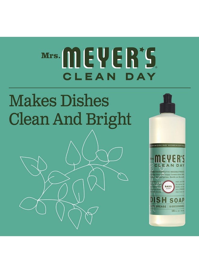 Mrs. Meyer's Clean Day MRS. MEYER'S CLEAN DAY Liquid Dish Soap, Biodegradable Formula, Basil, 16 fl. oz - Pack of 3  - Image 5