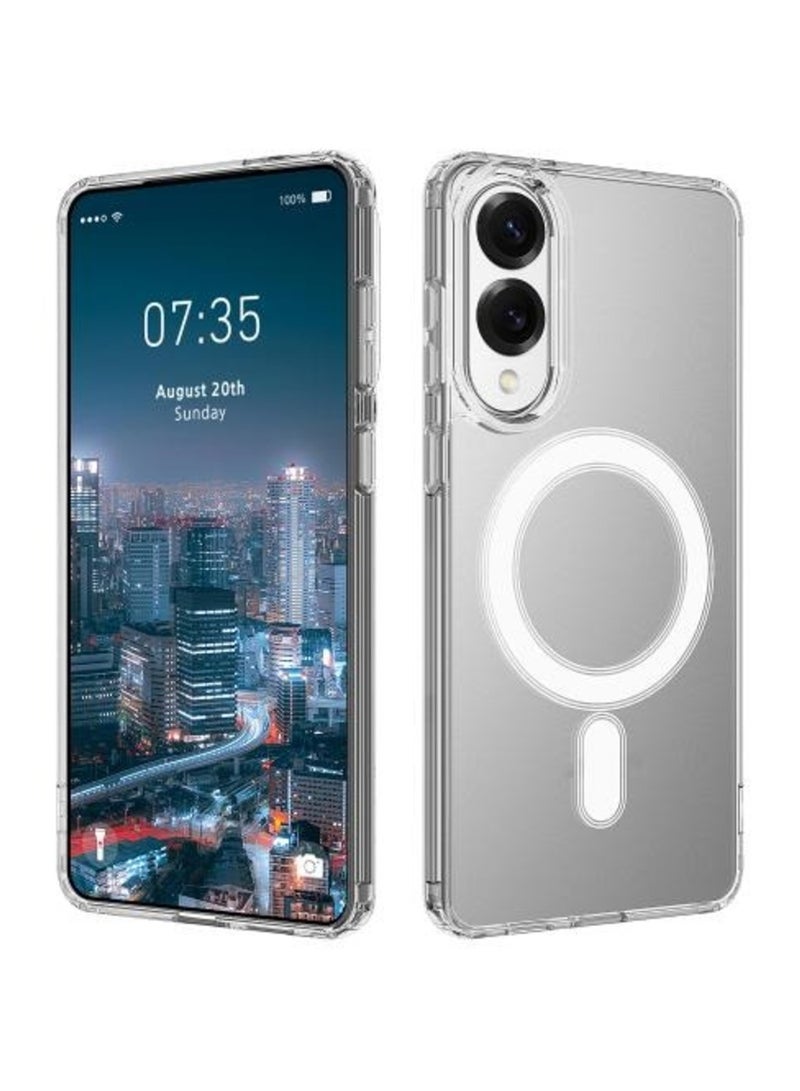 إينيكس غطاء مغناطيسي شفاف لهاتف سامسونج جالاكسي إس ٢٥ إيدج | متوافق مع نظام الأمان المغناطيسي | غطاء خلفي صلب شفاف | إطار سيليكون مقاوم للصدمات | غطاء شفاف رفيع لهاتف سامسونج جالاكسي إس ٢٥ إيدج - Image 1