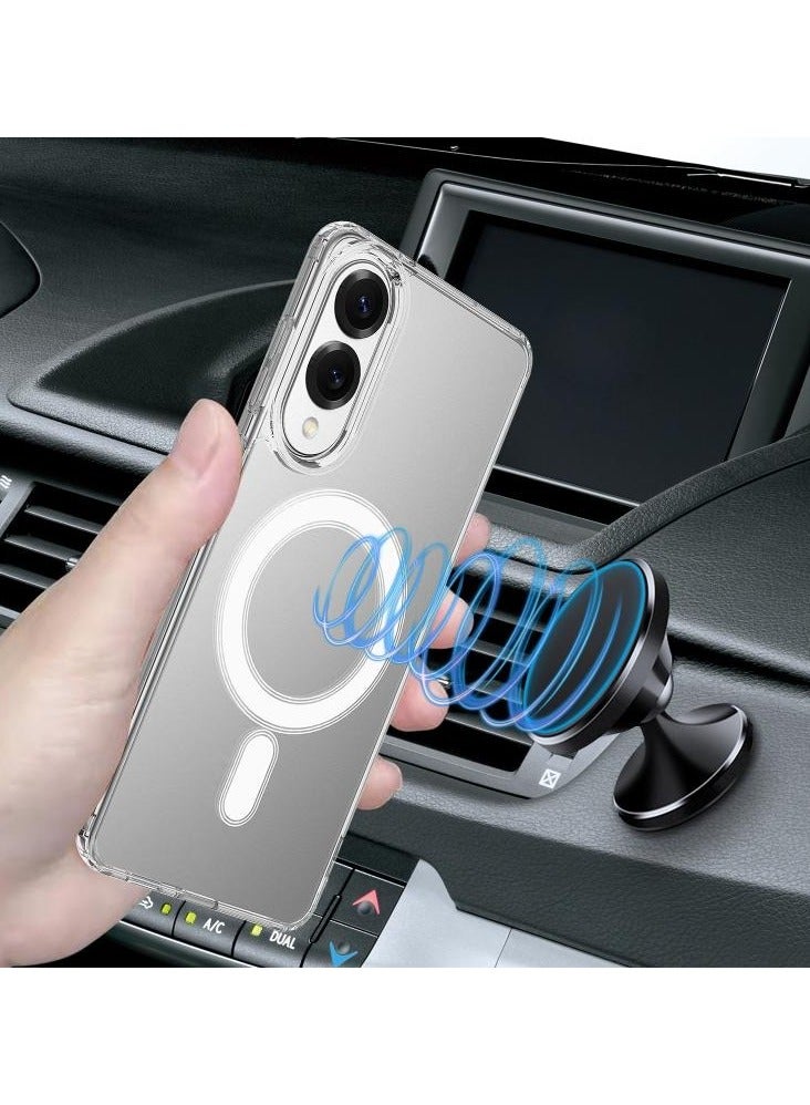 إينيكس غطاء مغناطيسي شفاف لهاتف سامسونج جالاكسي إس ٢٥ إيدج | متوافق مع نظام الأمان المغناطيسي | غطاء خلفي صلب شفاف | إطار سيليكون مقاوم للصدمات | غطاء شفاف رفيع لهاتف سامسونج جالاكسي إس ٢٥ إيدج - Image 3