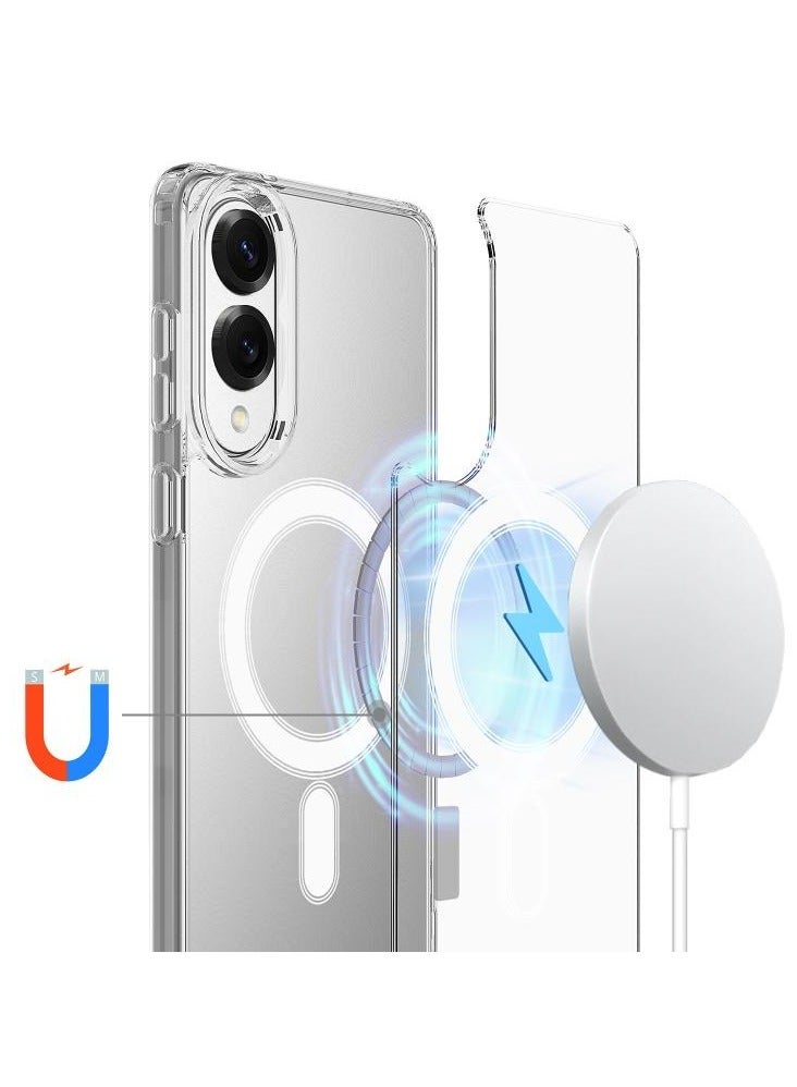 إينيكس غطاء مغناطيسي شفاف لهاتف سامسونج جالاكسي إس ٢٥ إيدج | متوافق مع نظام الأمان المغناطيسي | غطاء خلفي صلب شفاف | إطار سيليكون مقاوم للصدمات | غطاء شفاف رفيع لهاتف سامسونج جالاكسي إس ٢٥ إيدج - Image 2